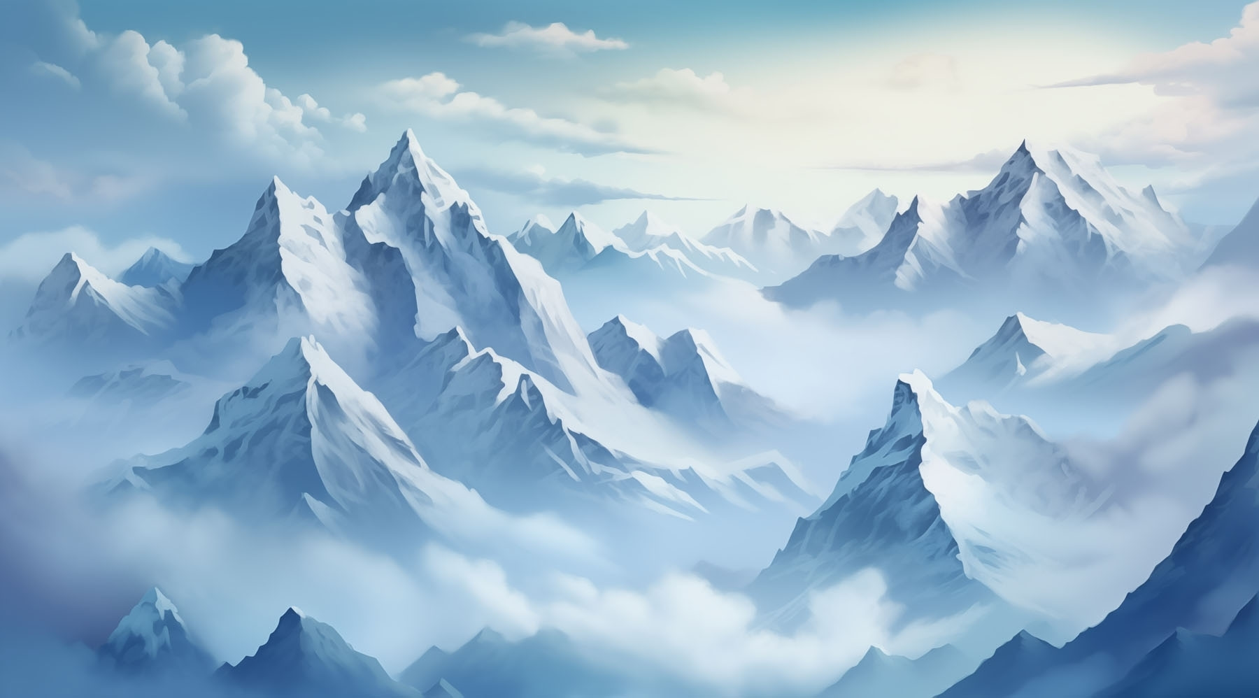 Mountain range with clouds