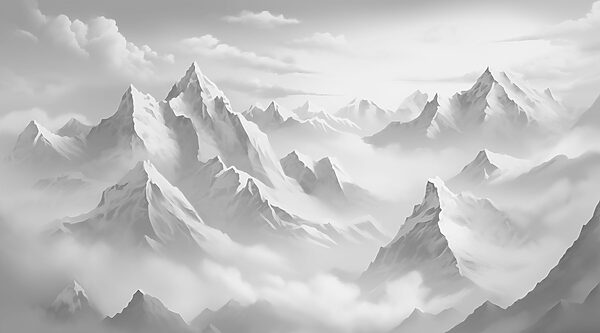 Mountain range with clouds