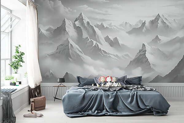 Wall murals Mountain range with clouds (SKU: w02862v2) Wall murals Wall murals Mountain range with clouds (SKU: w02862v2)