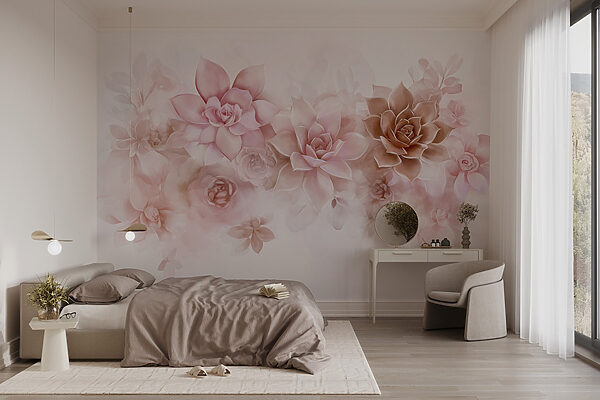 Wall murals Group of flowers on a white background (SKU: w02873) Wall murals Wall murals Group of flowers on a white background (SKU: w02873)