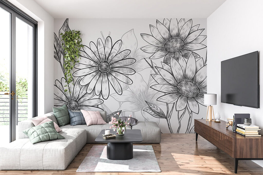 Group of flowers with leaves