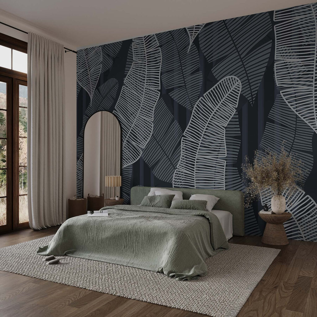 Pattern of leaves on a dark background