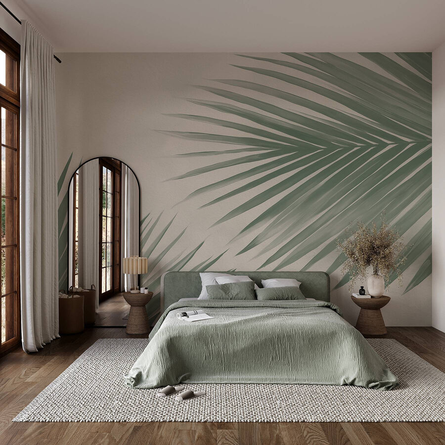 Wall murals Fresh green palm leaves, nature’s touch