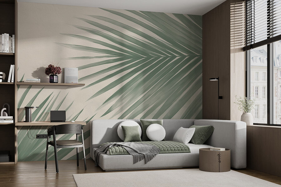 Wall murals Fresh green palm leaves, nature’s touch - Image 2