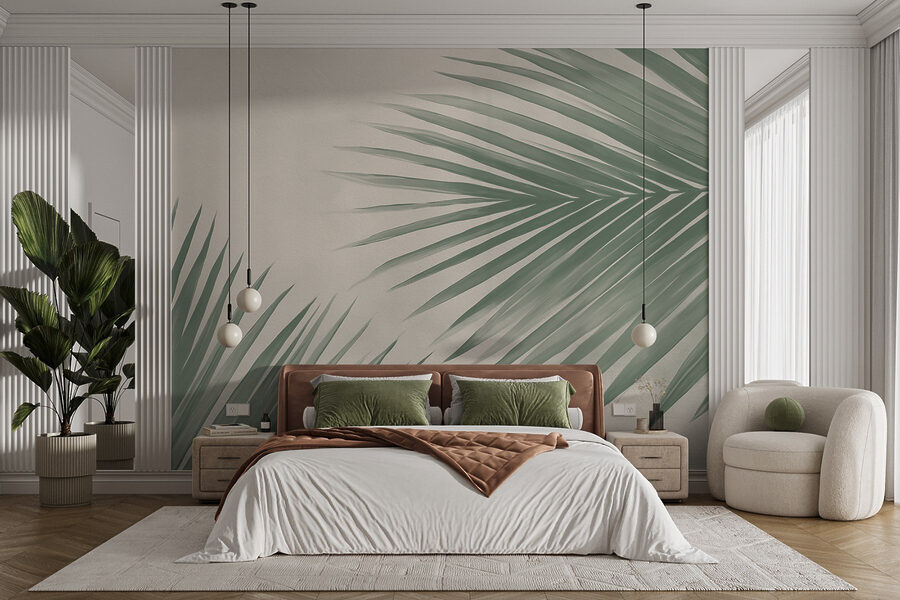 Wall murals Fresh green palm leaves, nature’s touch - Image 3