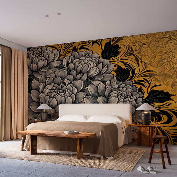 Wall murals Wall murals Majestic blooms in intricate design (SKU: w02876)