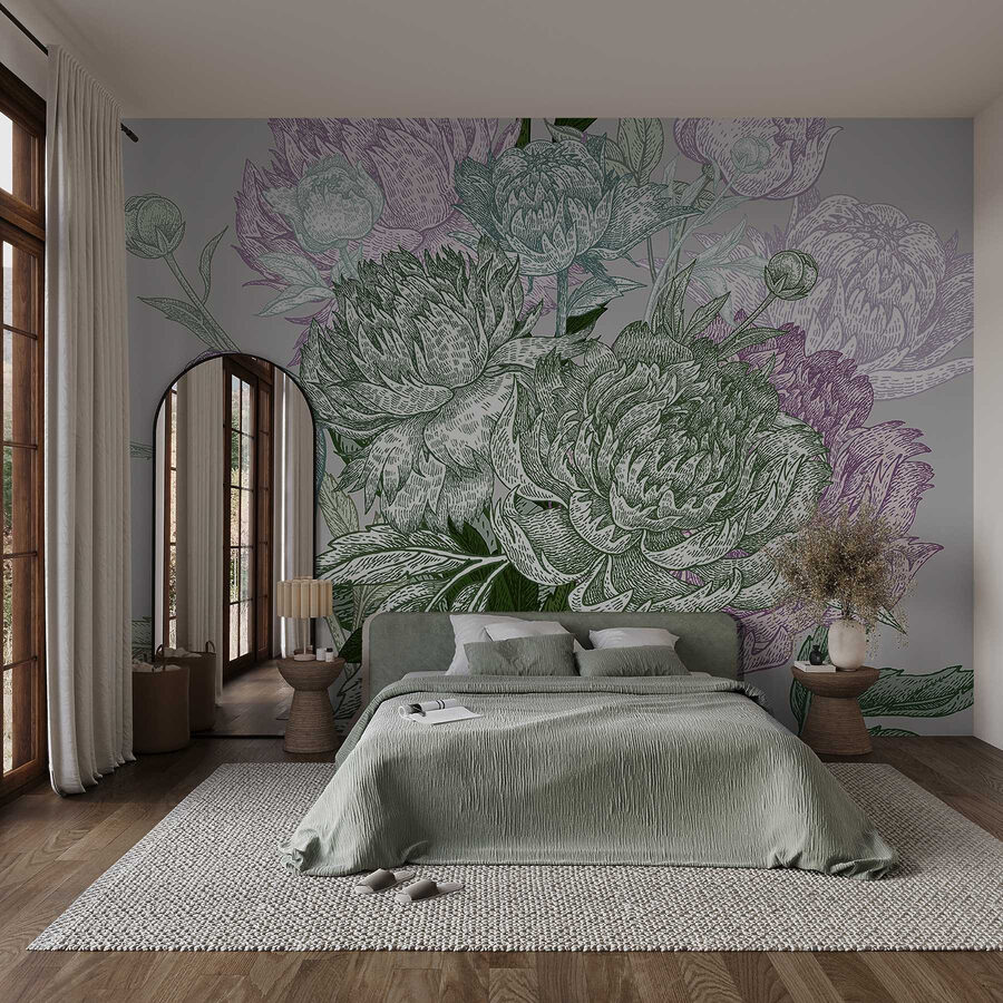 Wall murals Vibrant floral illustration with detail