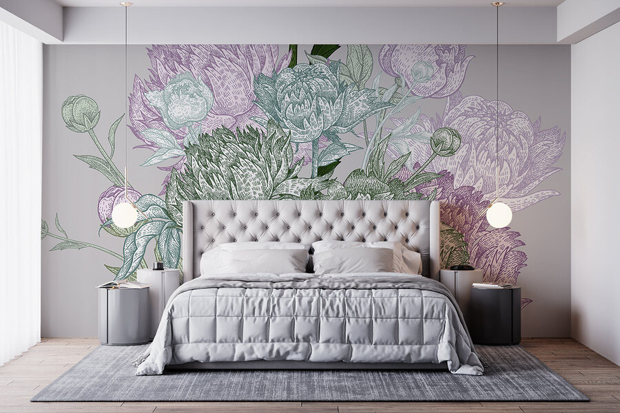 Wall murals Vibrant floral illustration with detail - Image 3