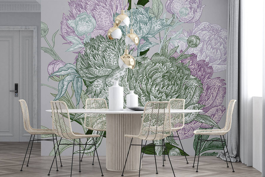 Wall murals Vibrant floral illustration with detail - Image 4
