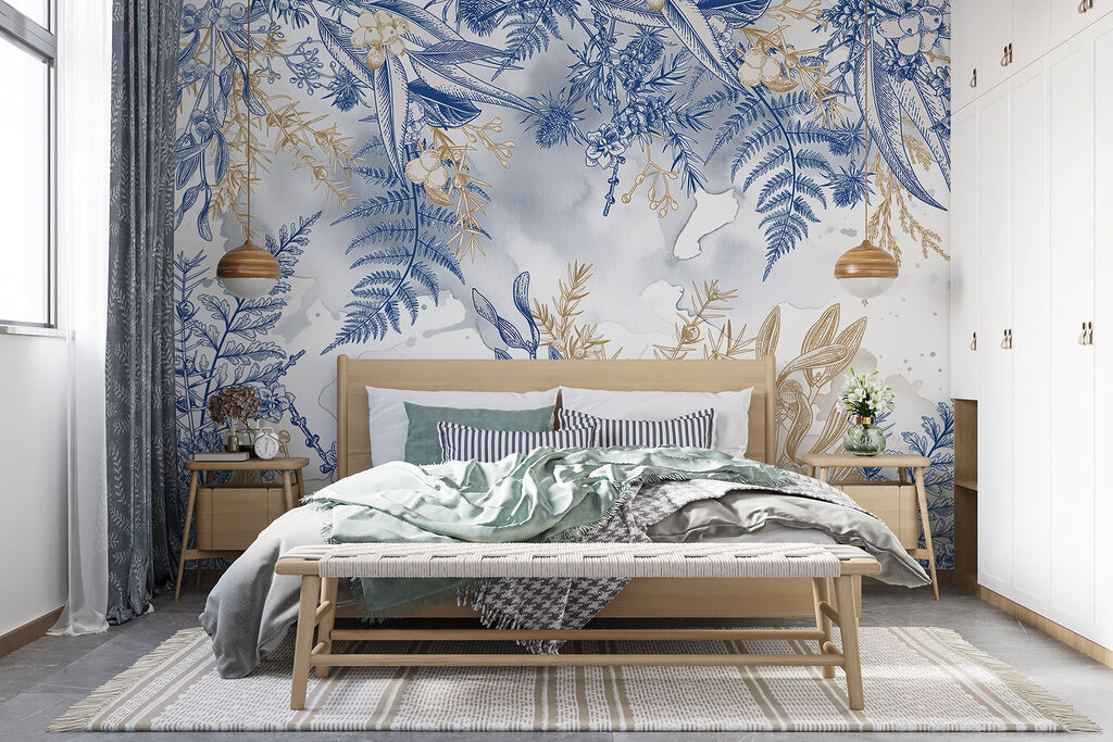 Blue and white floral pattern Blue and white floral pattern