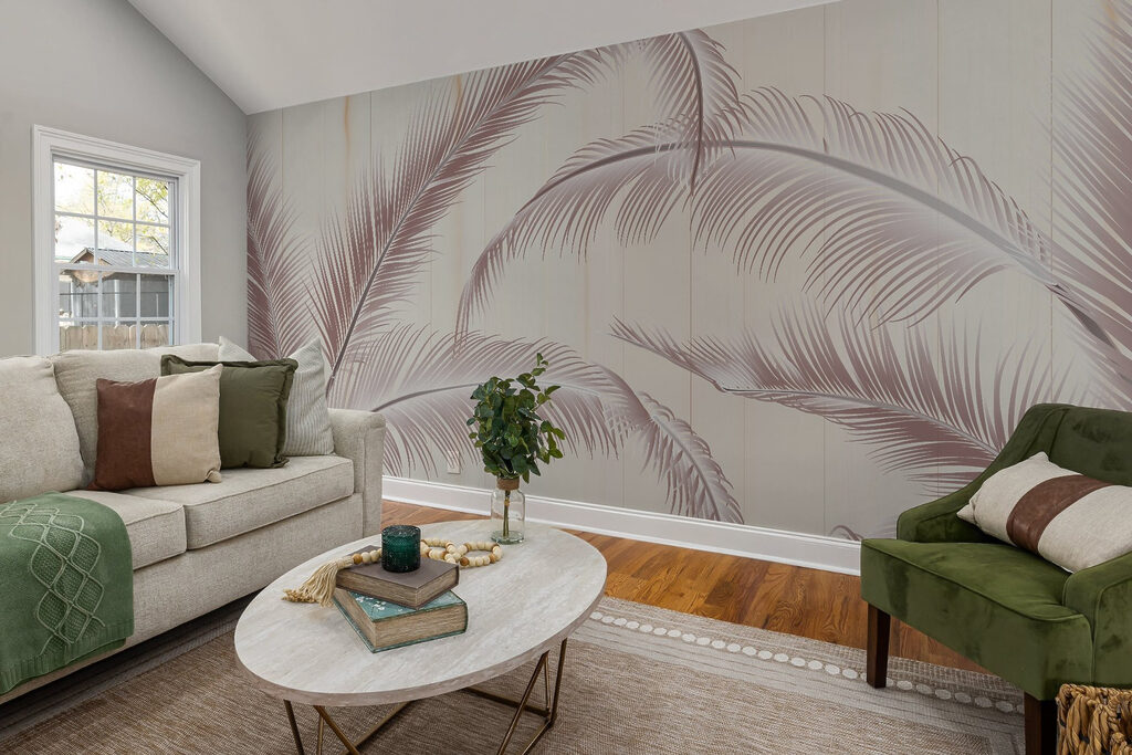 Elegant palm leaves against a light background