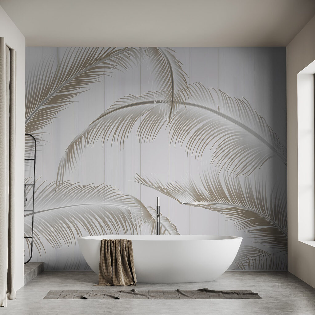 Elegant palm leaves on a light background