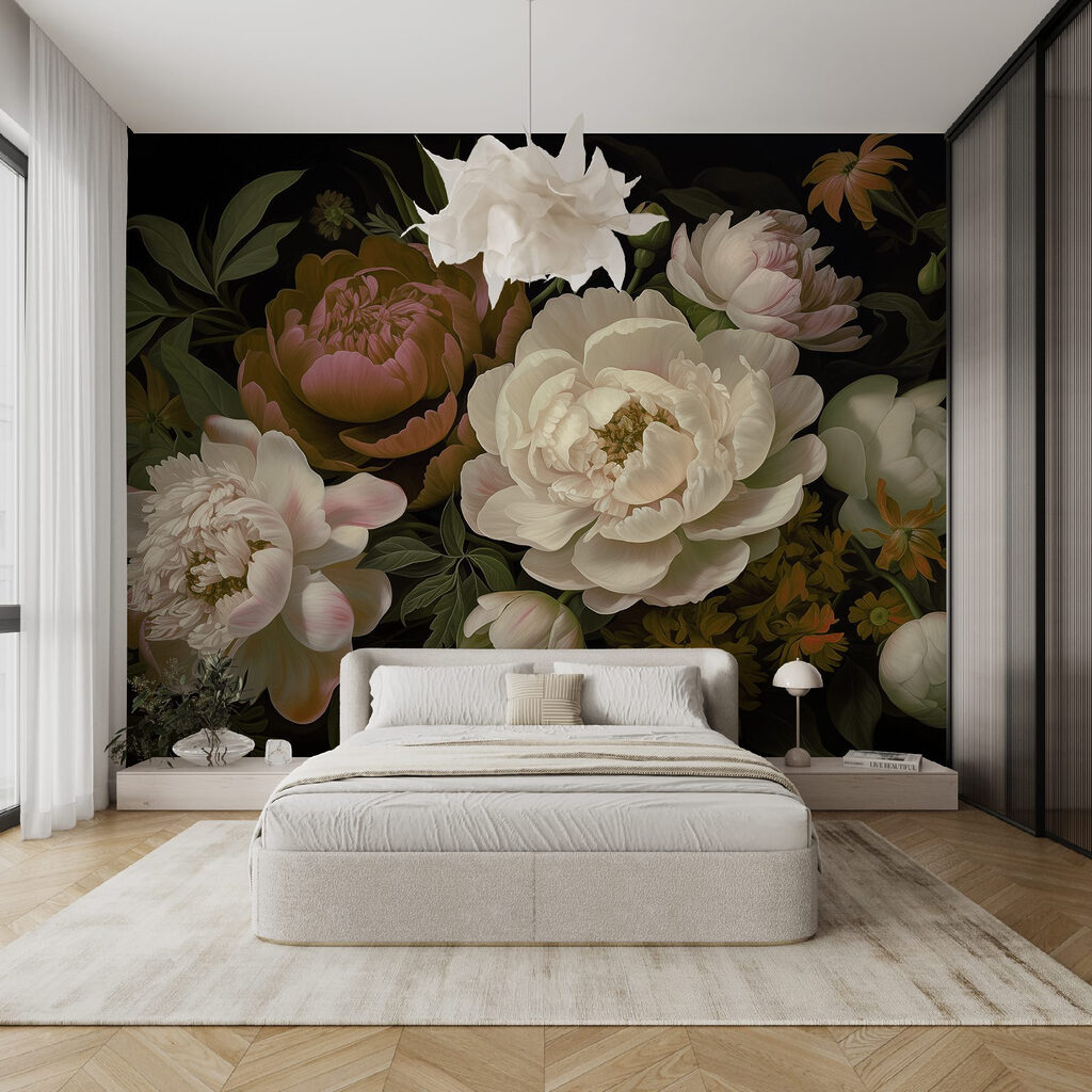 Group of flowers on a black background Group of flowers on a black background