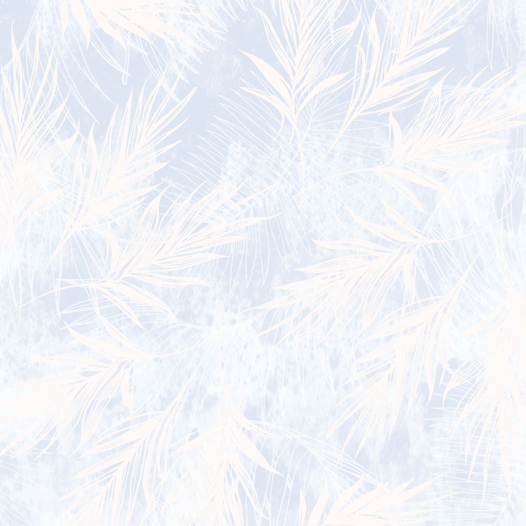 White and blue background with white leaves