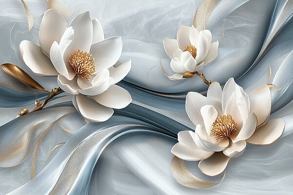 Delicate blooms on flowing fabric Delicate blooms on flowing fabric