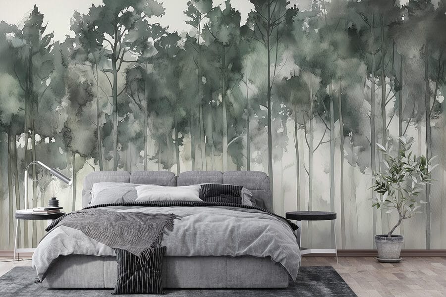 Group of trees in fog