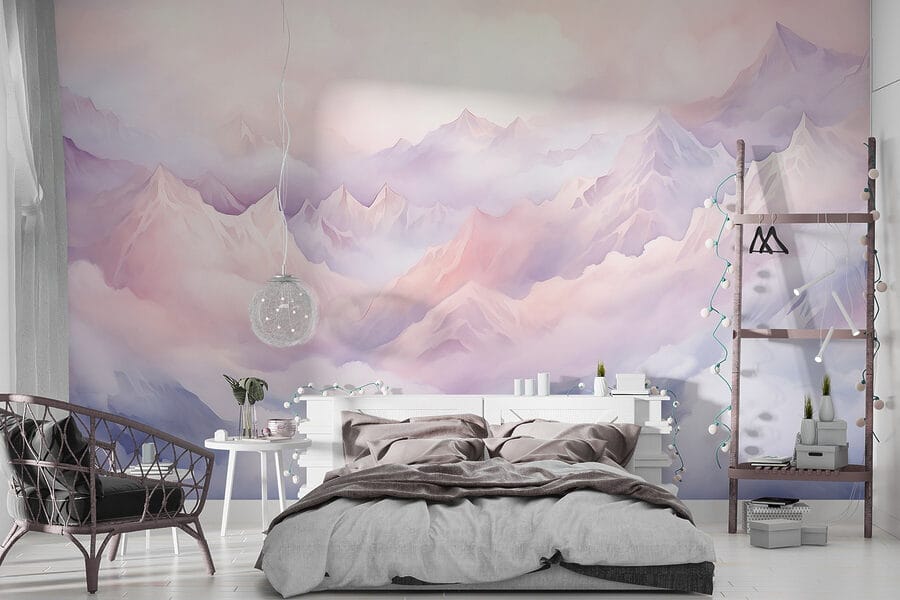 Mountain range with clouds