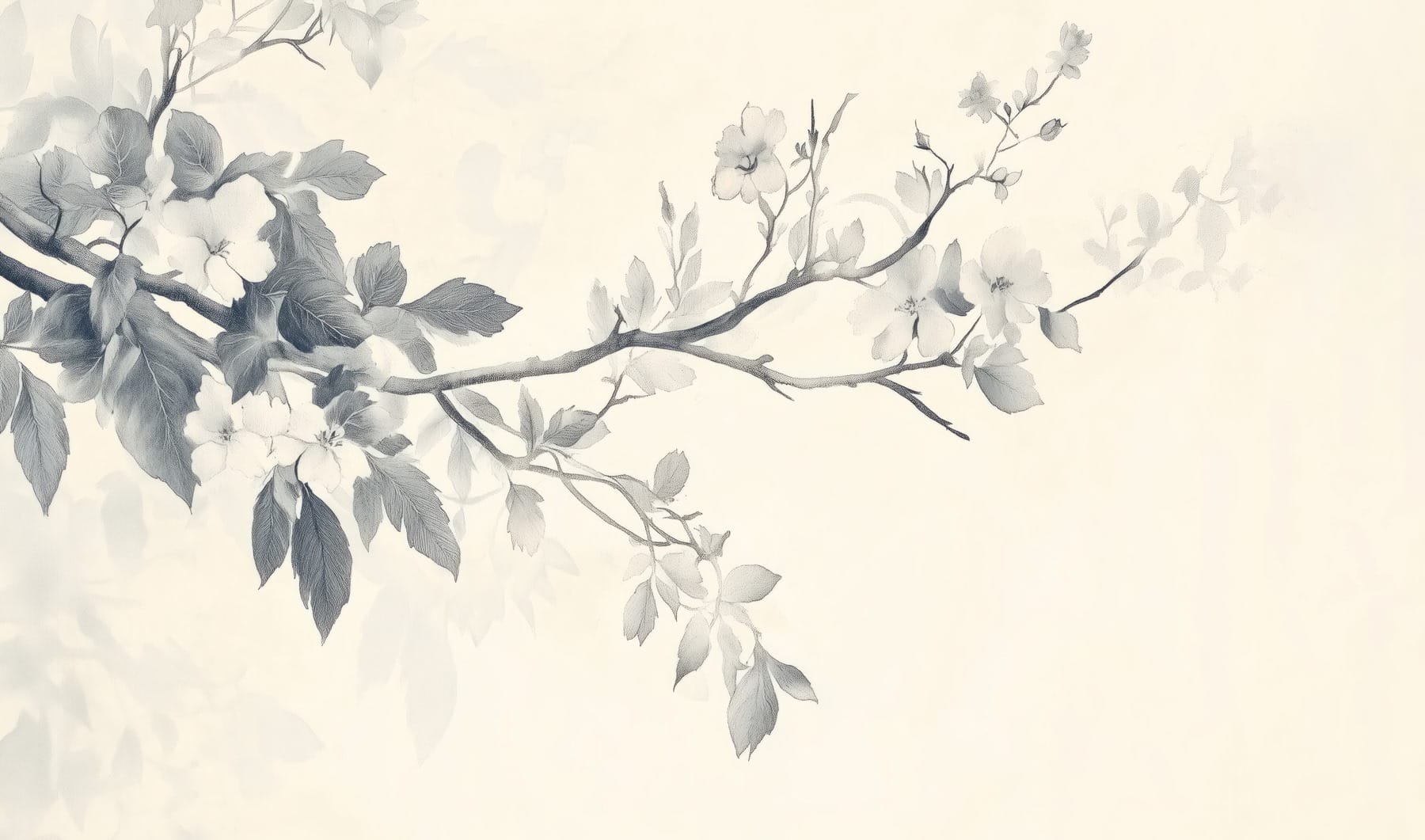 Branch with flowers and leaves Branch with flowers and leaves