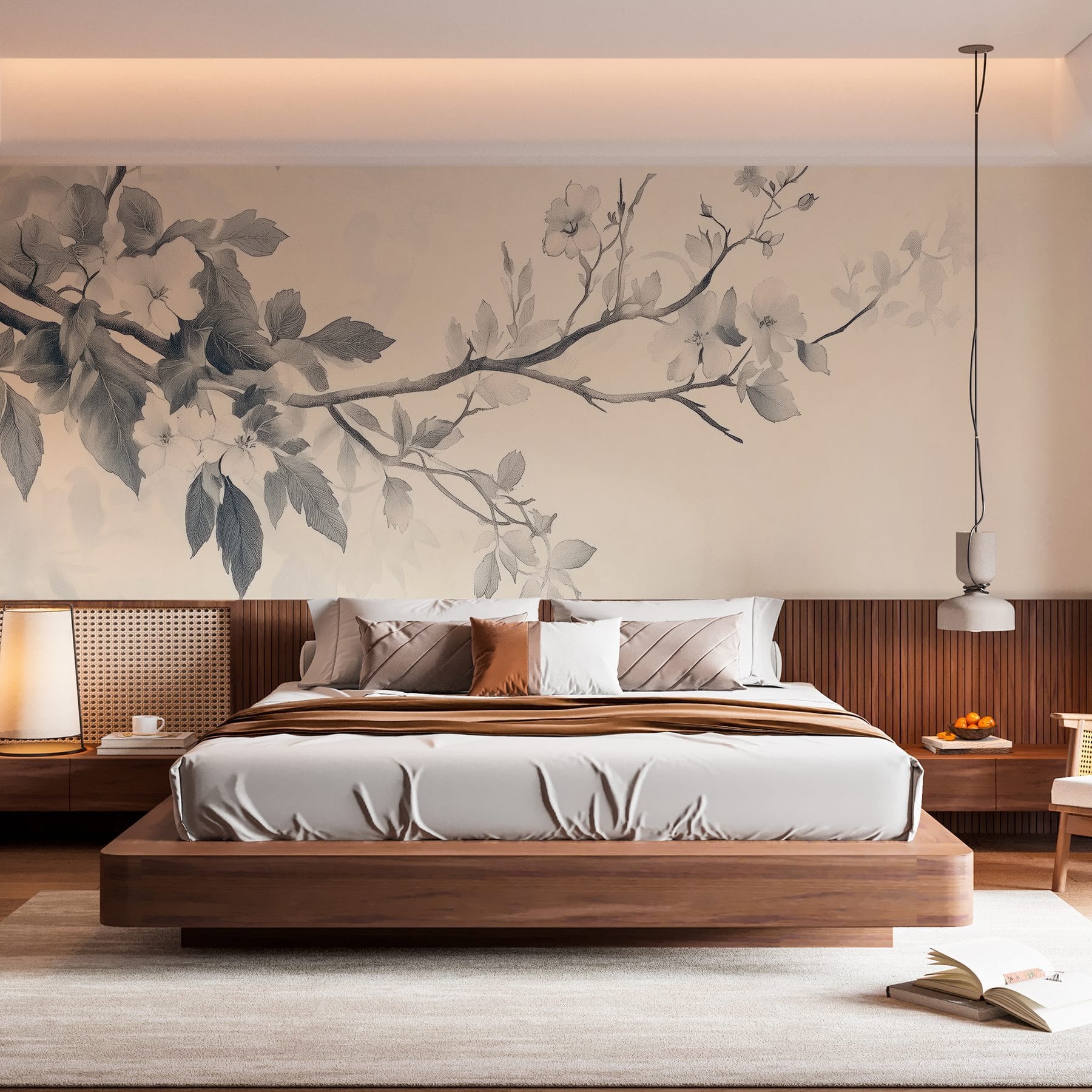 Branch with flowers and leaves Branch with flowers and leaves