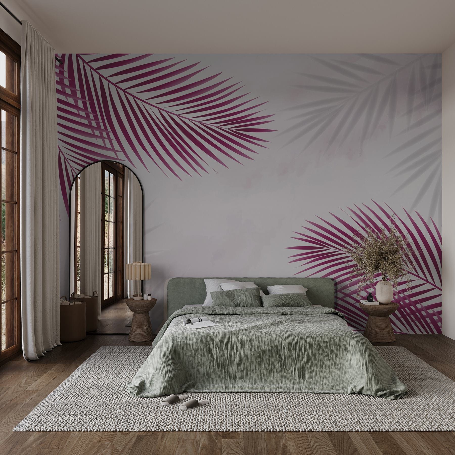 Purple leaves on a white background