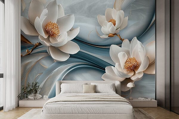 Delicate blooms on flowing fabric Delicate blooms on flowing fabric