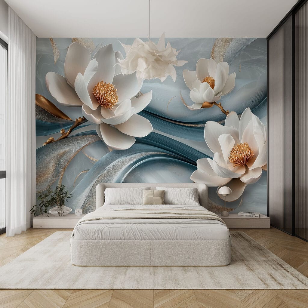 Delicate blooms on flowing fabric Delicate blooms on flowing fabric