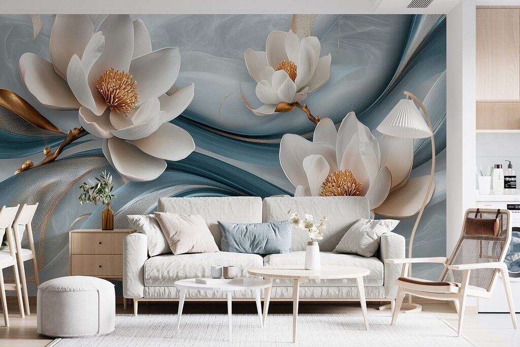 Delicate blooms on flowing fabric Delicate blooms on flowing fabric