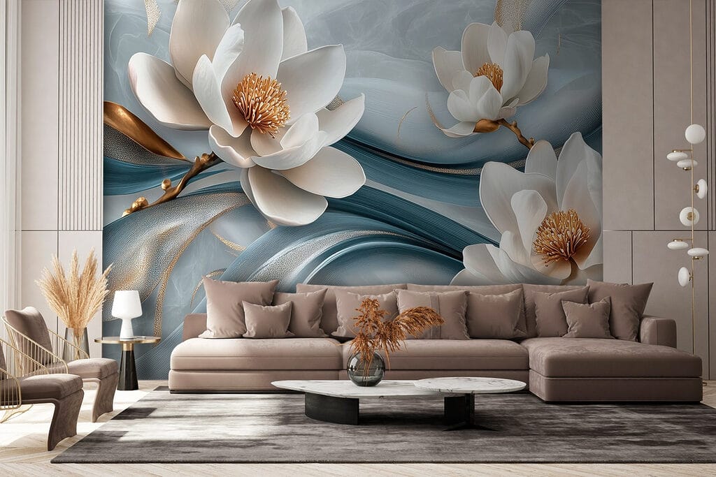Delicate blooms on flowing fabric Delicate blooms on flowing fabric