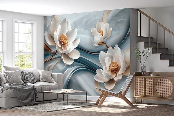 Delicate blooms on flowing fabric Delicate blooms on flowing fabric