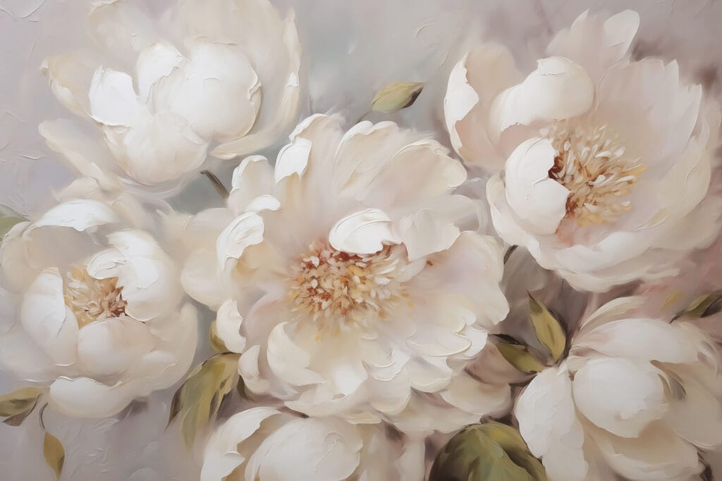 Painting of white flowers Painting of white flowers