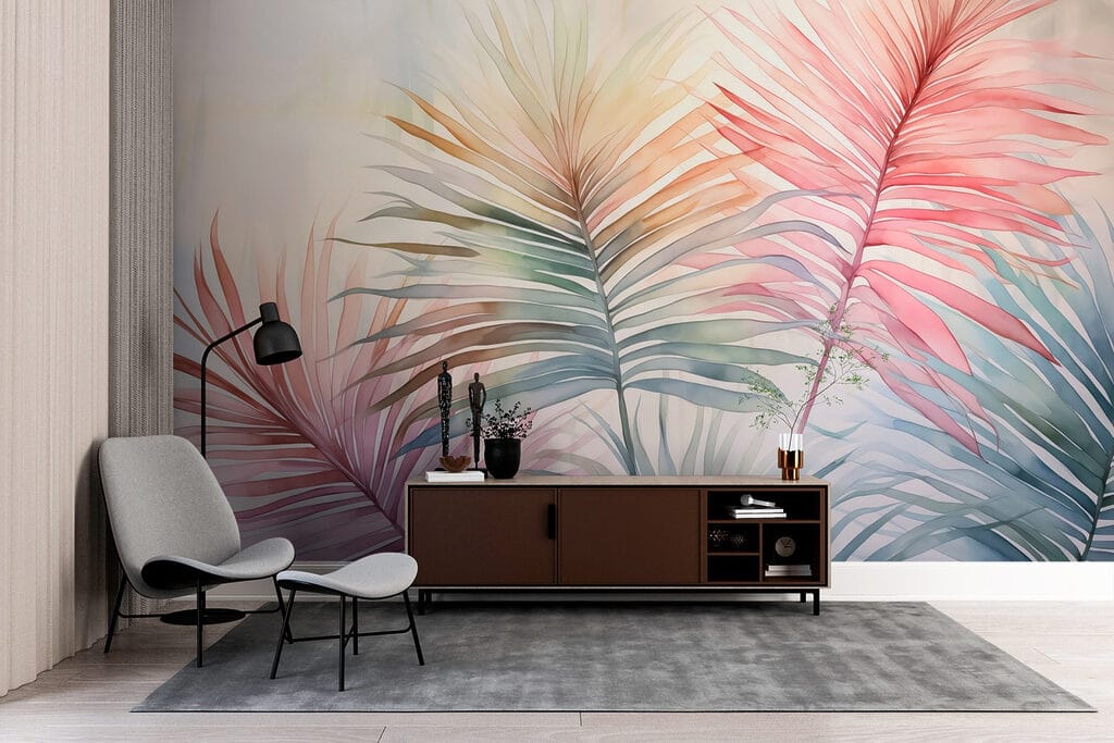 Soft hues of delicate palm leaves