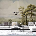 Wall murals Landscape with trees and hills