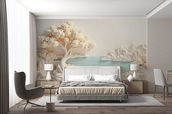 Wall murals White tree and water (SKU: w02986) Wall murals Wall murals White tree and water (SKU: w02986)