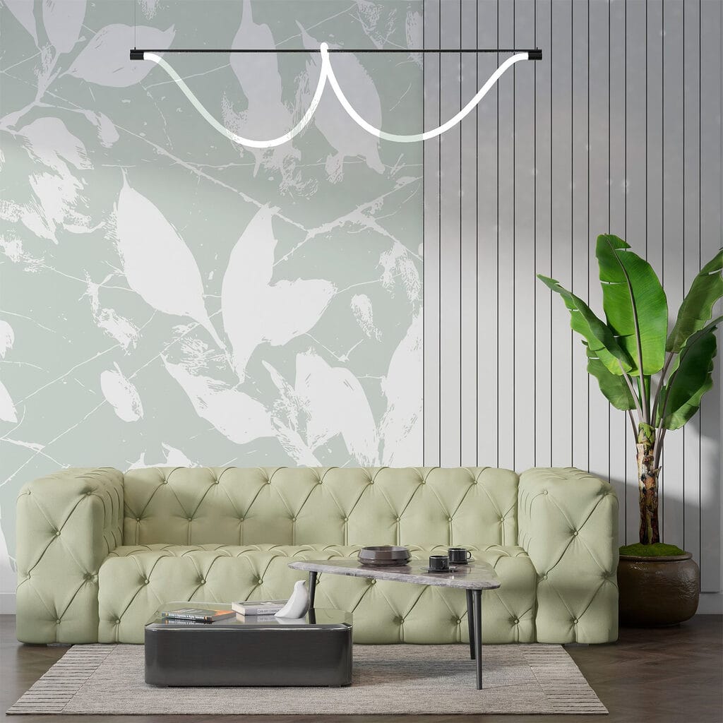 White leaves on a light green background