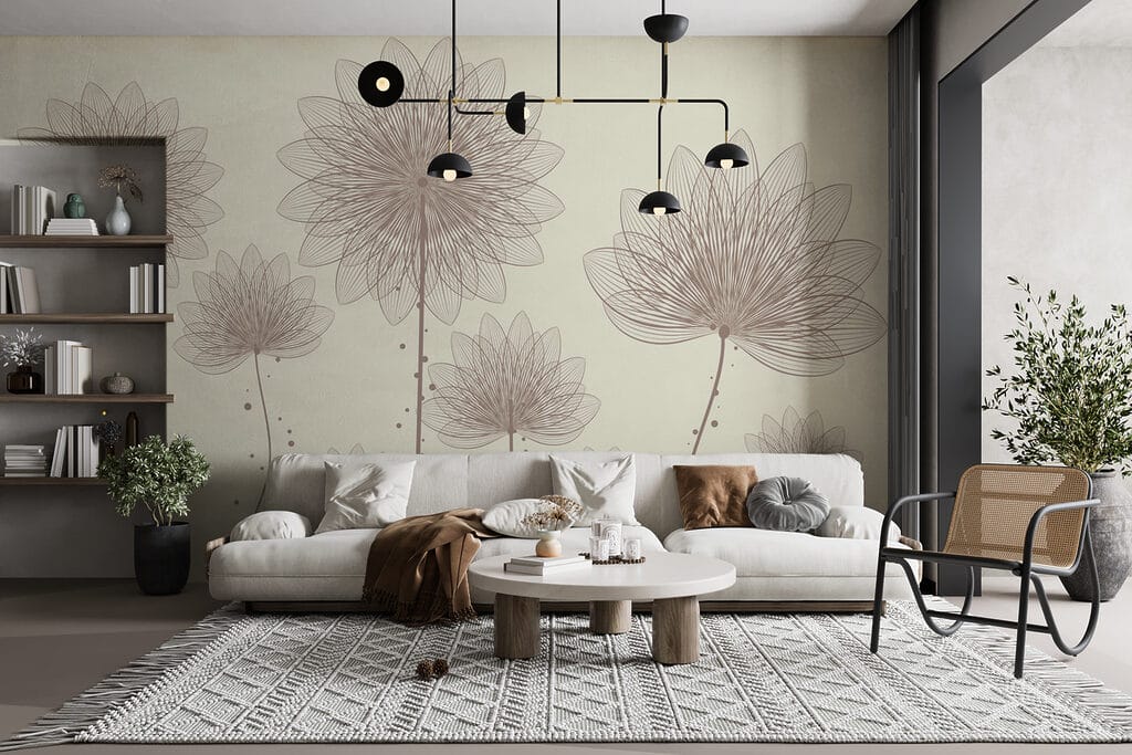 Group of flowers with lines and dots