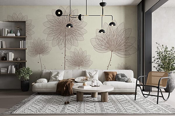 Group of flowers with lines and dots Group of flowers with lines and dots
