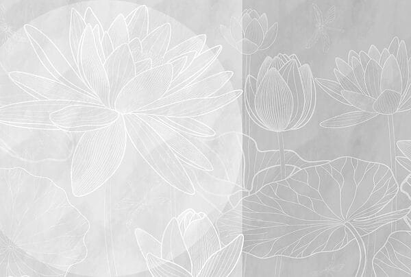 White flower drawing on a grey background White flower drawing on a grey background