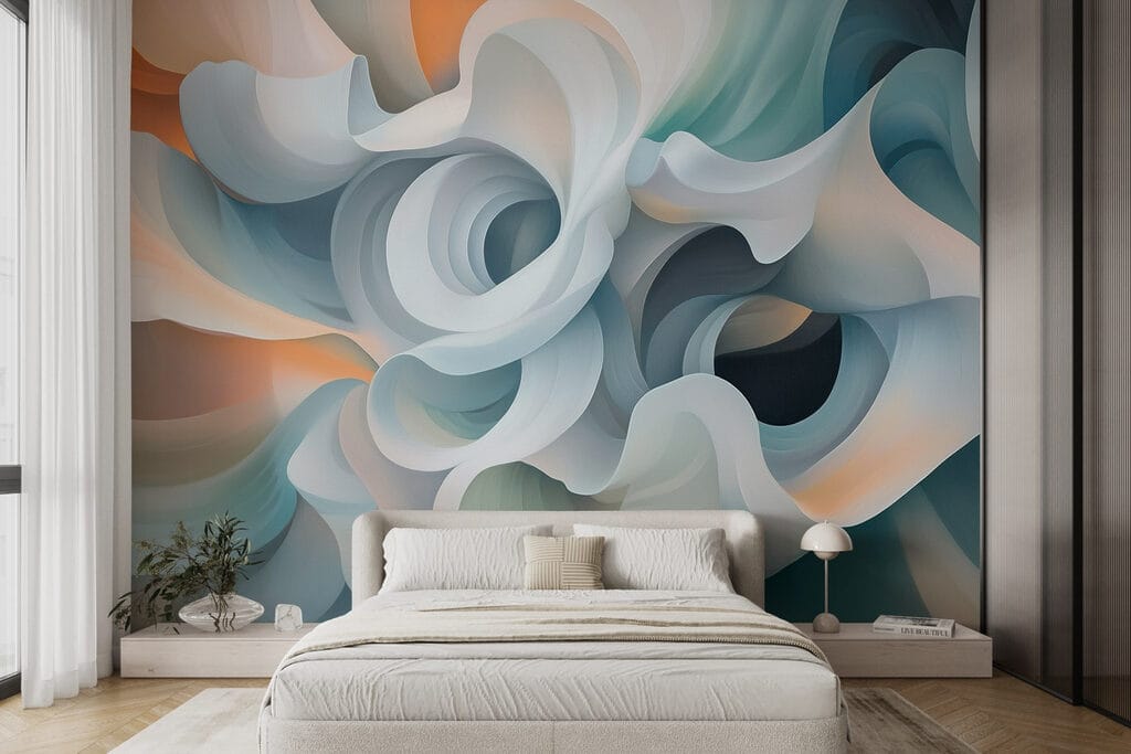 Flowing forms of soft pastel hues