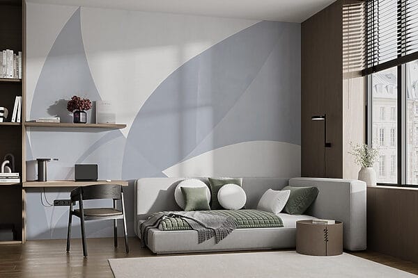 Wall murals White and grey wall with geometric shapes (SKU: w08711) Wall murals Wall murals White and grey wall with geometric shapes (SKU: w08711)