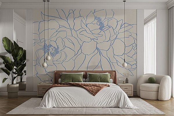 Drawing of flowers on a white surface Drawing of flowers on a white surface