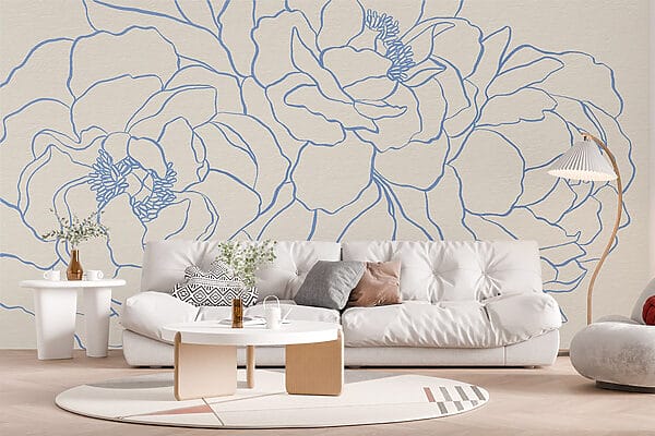 Drawing of flowers on a white surface Drawing of flowers on a white surface