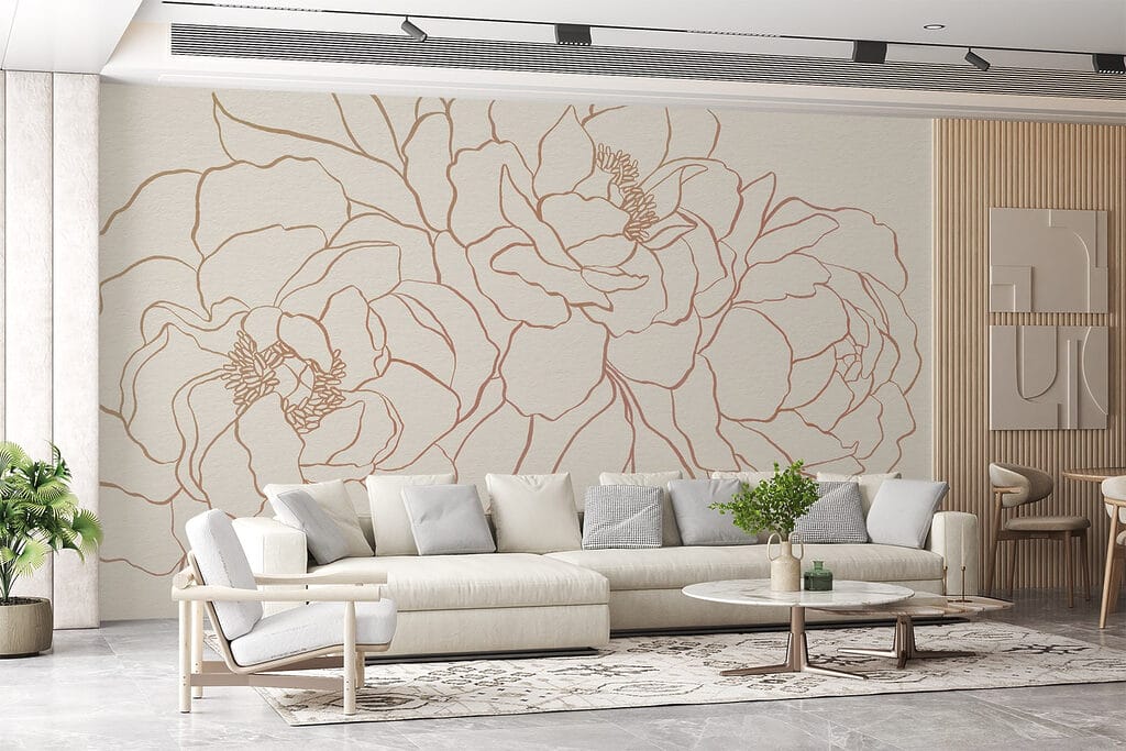 Drawing of flowers on a white surface Drawing of flowers on a white surface