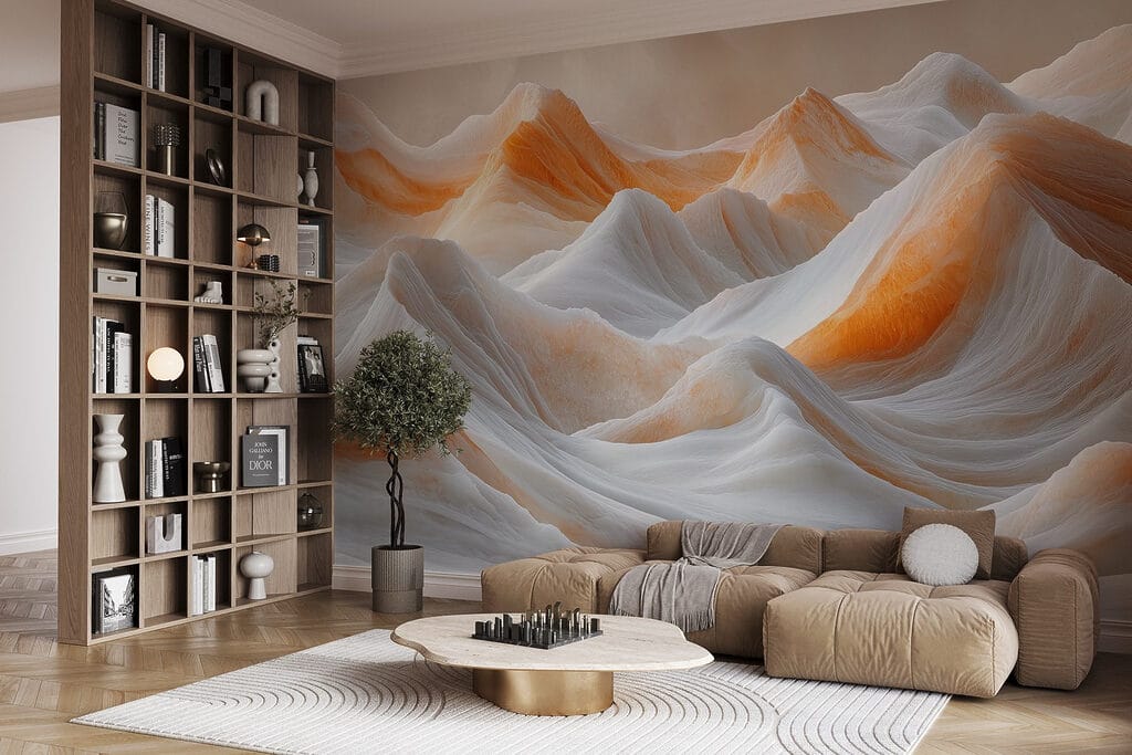 Snow covered mountains with a cloudy sky