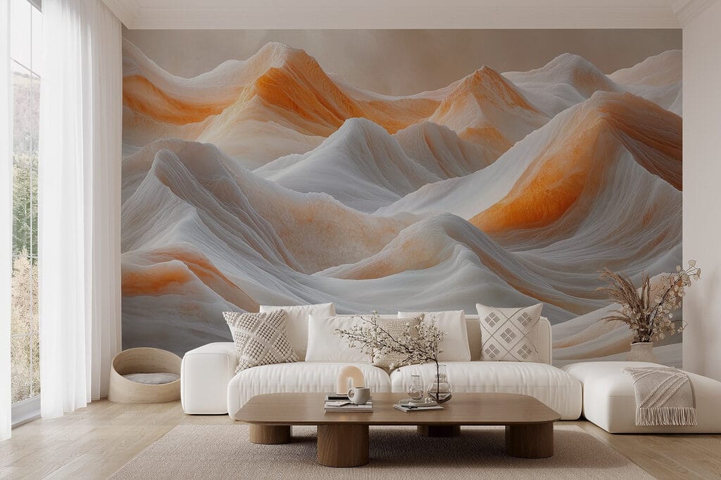 Snow covered mountains with a cloudy sky