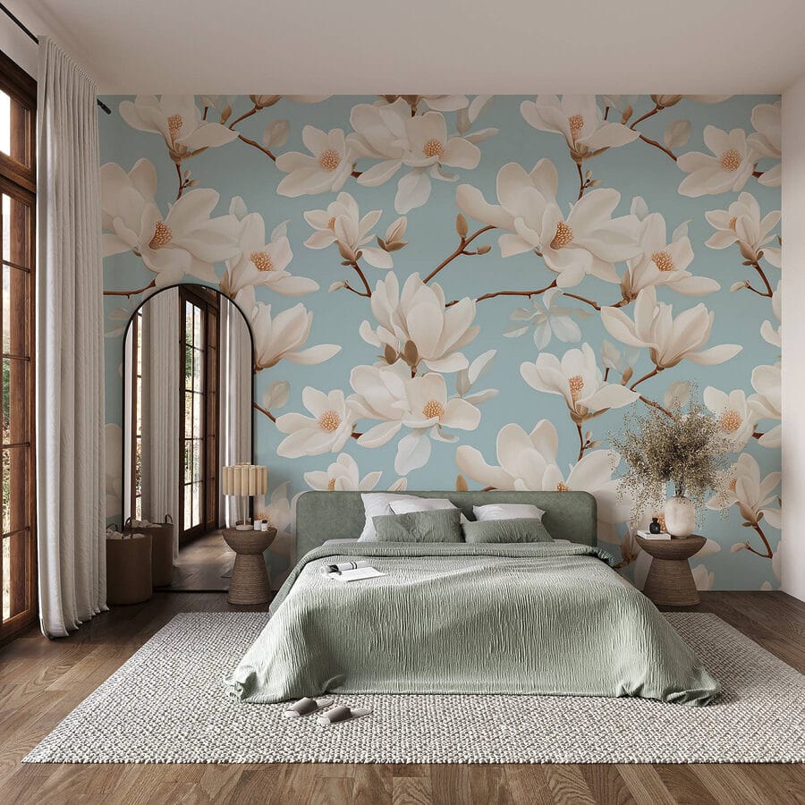 Wall murals Pattern of white flowers