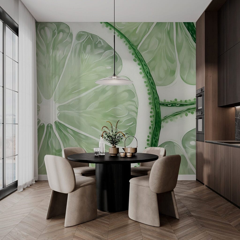 Fresh lime slices arranged beautifully