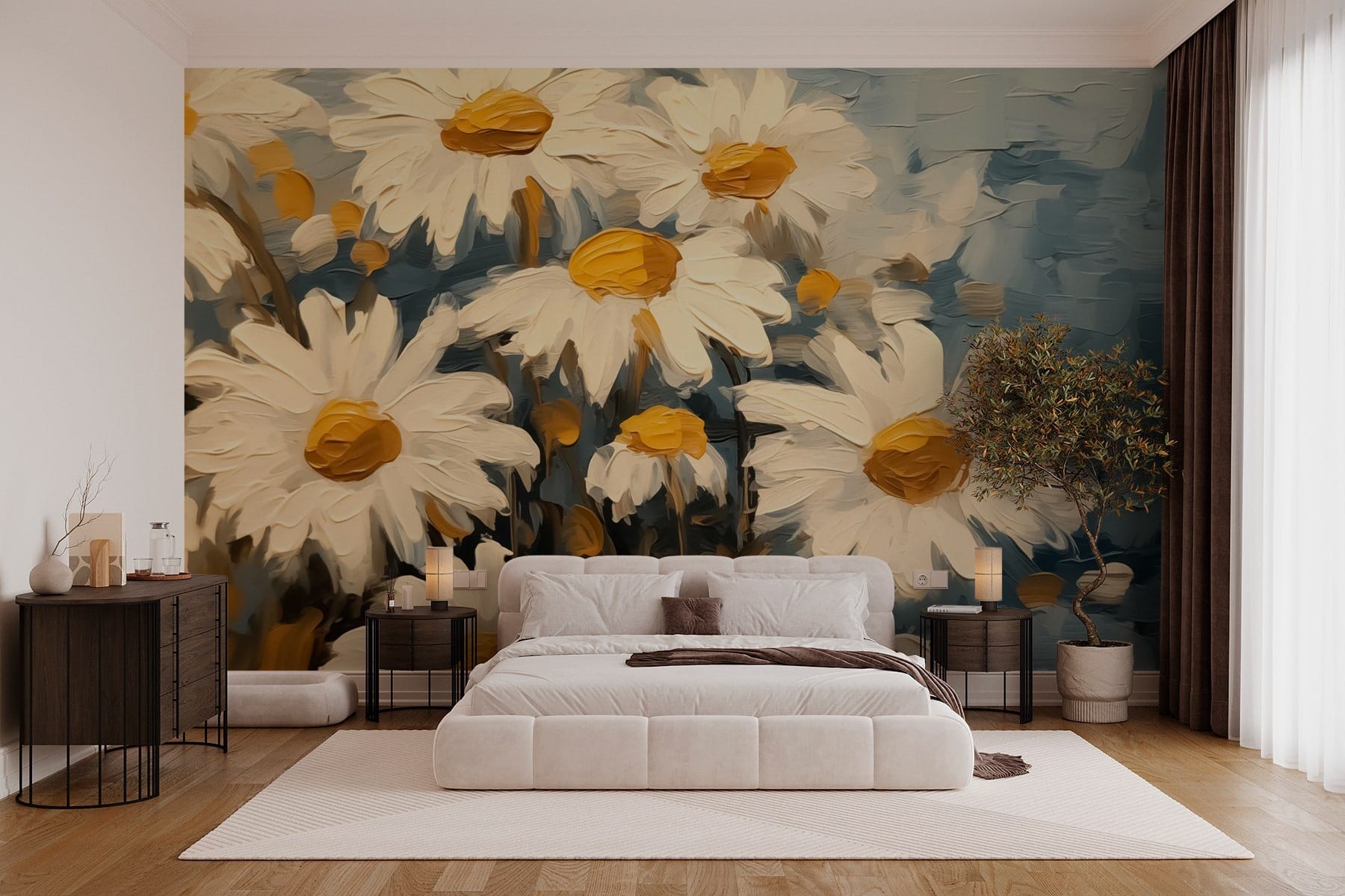 Painting of white and yellow flowers