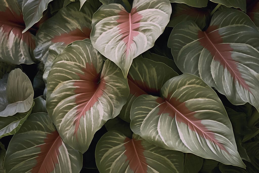 Lush green leaves with vibrant hues Lush green leaves with vibrant hues