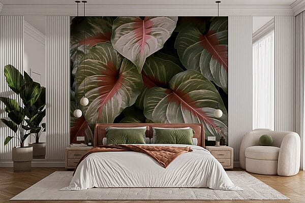 Wall murals Lush green leaves with vibrant hues (SKU: w03033) Wall murals Wall murals Lush green leaves with vibrant hues (SKU: w03033)