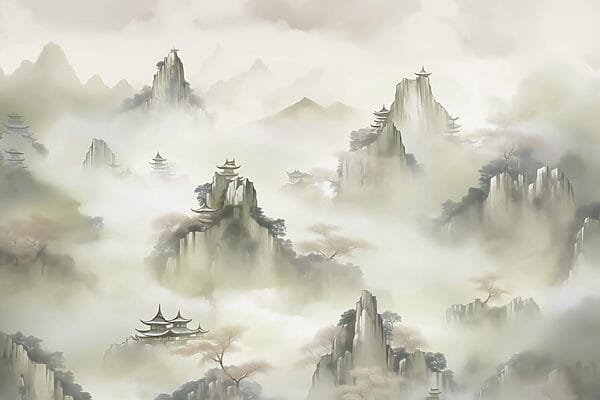 Landscape with mountains and trees Landscape with mountains and trees
